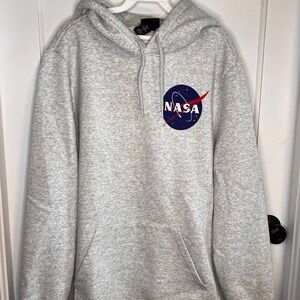 H&M Light Gray NASA Logo Hooded Sweatshirt